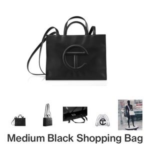 Telfar medium black shopping bag